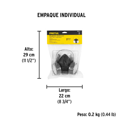 Respirador sin cartucho, 2 filtros, Pretul | RES-2-P | 23391