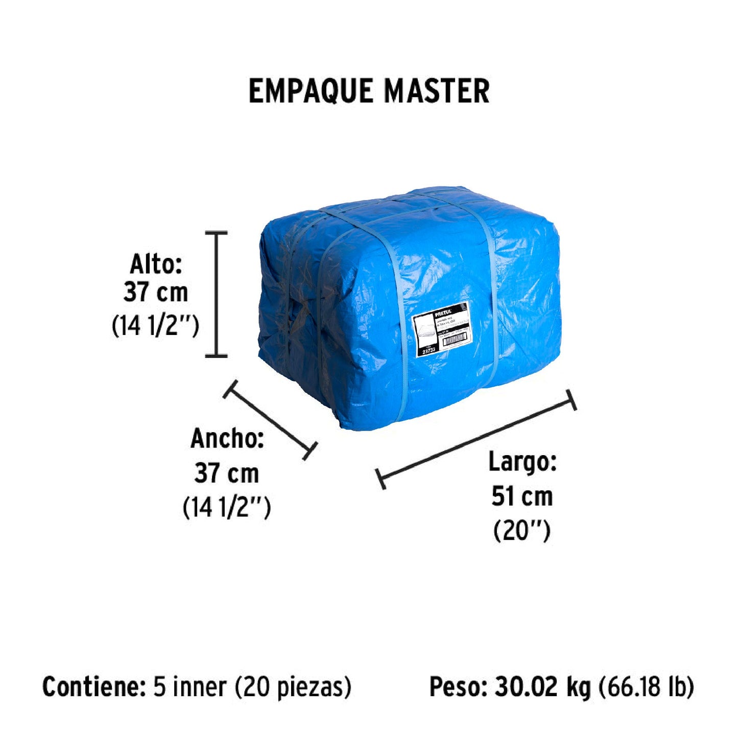 Lona de polietileno 3 x 4 m, azul, 110 g/m2, PRETUL | LP-34 | 23733