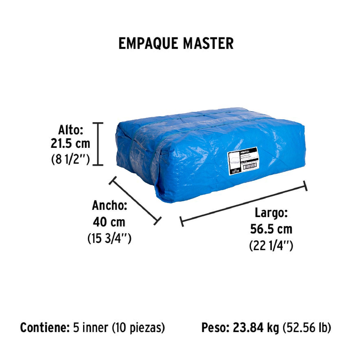 Lona de polietileno 4 x 5 m, azul, 110 g/m2, PRETUL | LP-45 | 23734