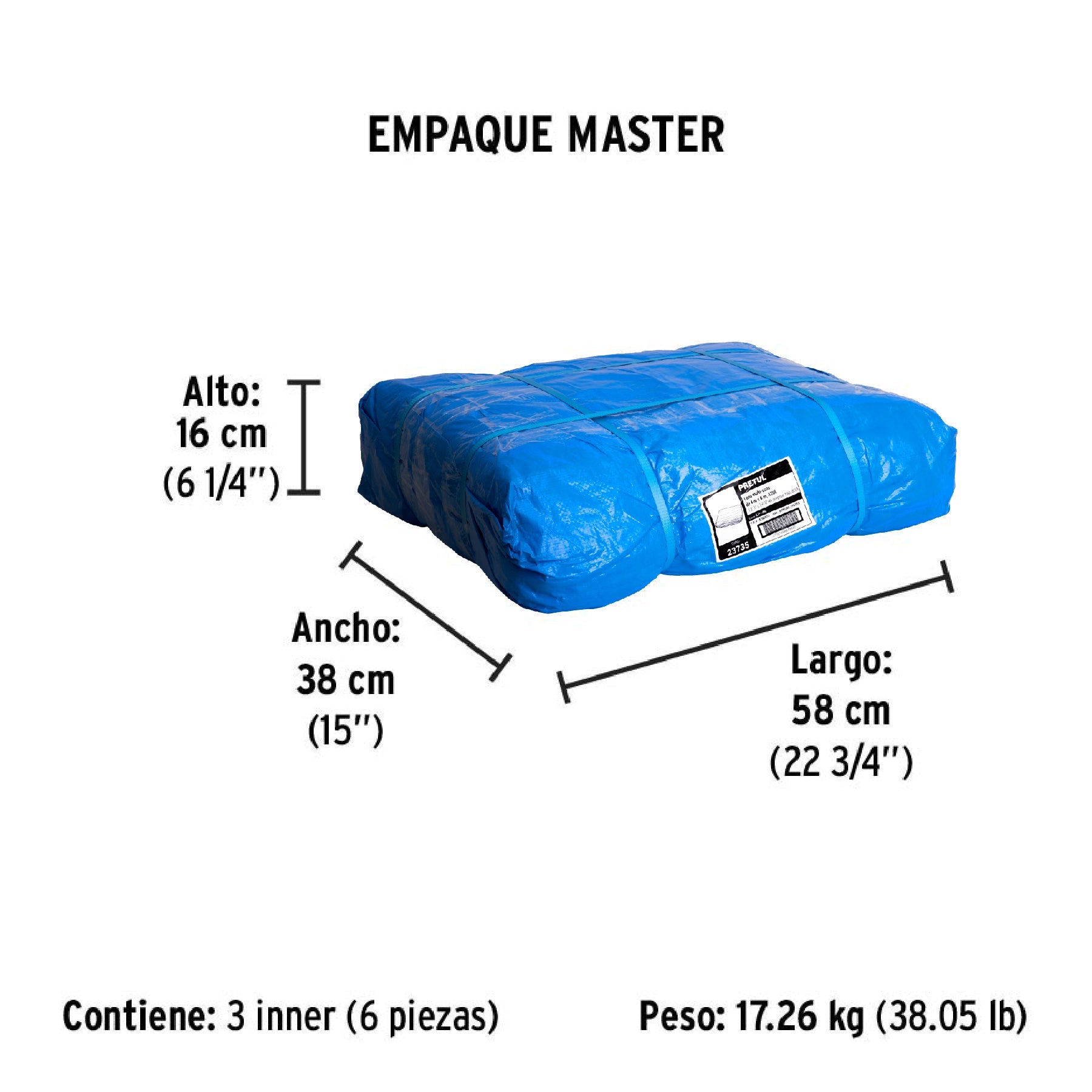 Lona de polietileno 4 x 6 m, azul, 110 g/m2, PRETUL | LP-46 | 23735
