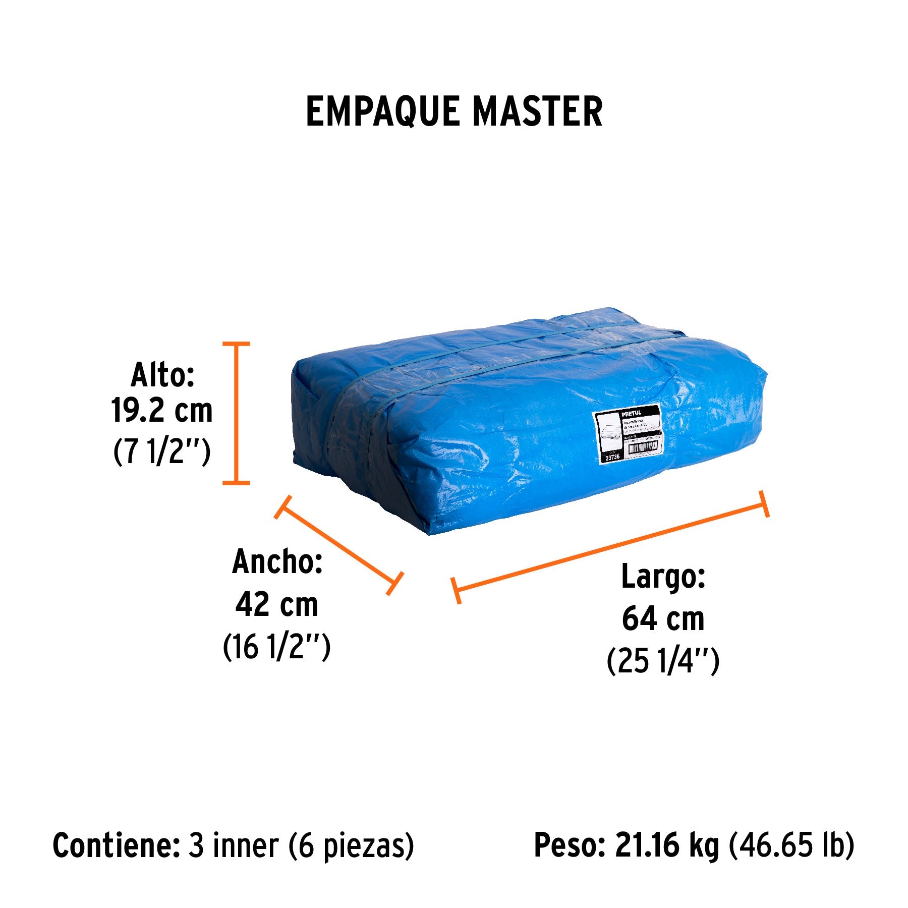 Lona de polietileno 5 x 6 m, azul, 110 g/m2, PRETUL | LP-56 | 23736