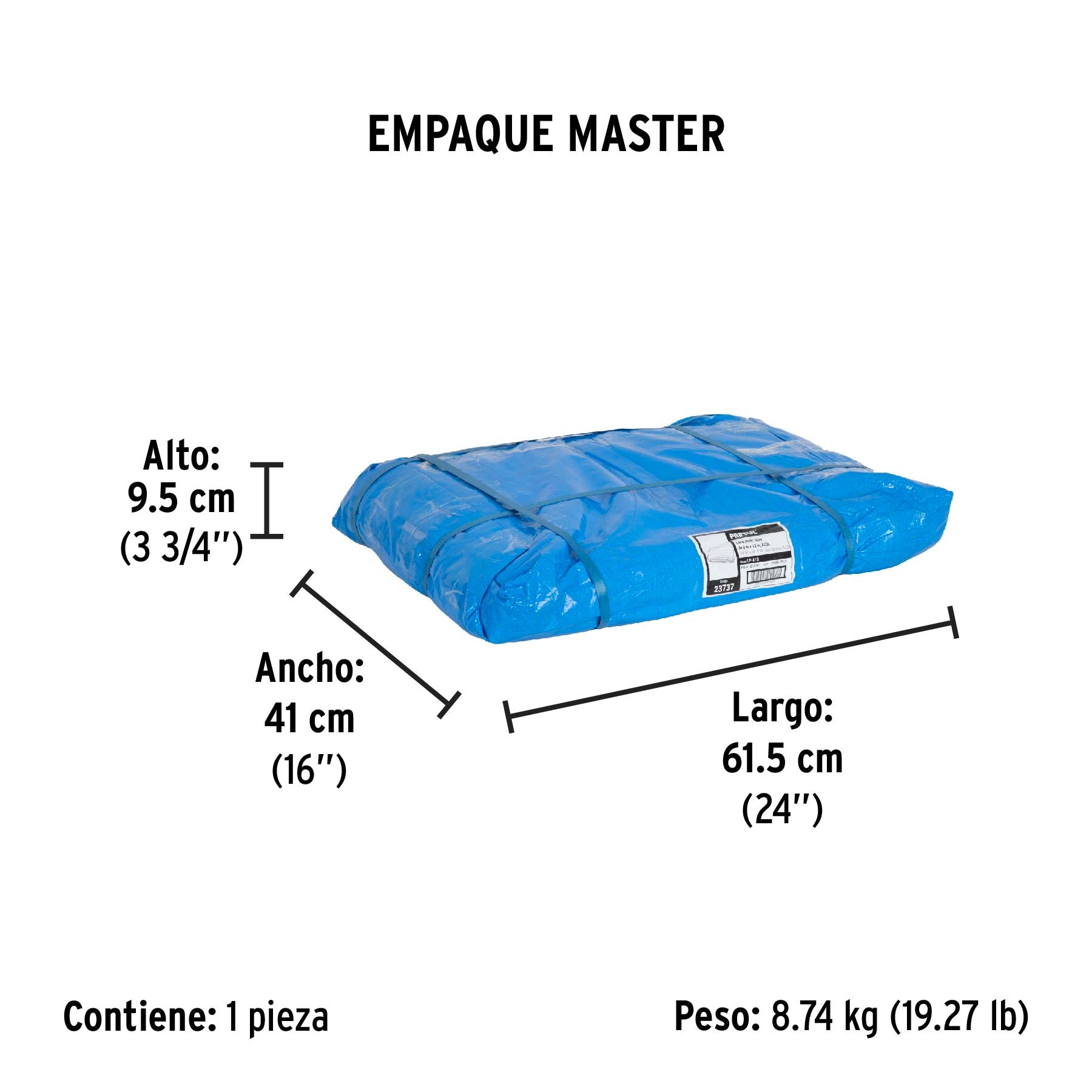 Lona de polietileno 6 x 12 m, azul, 110 g/m2, PRETUL | LP-612 | 23737