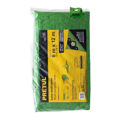 Lona de polietileno 6 x 12 m, verde, 110 g/m2, PRETUL | LP-612V | 23753
