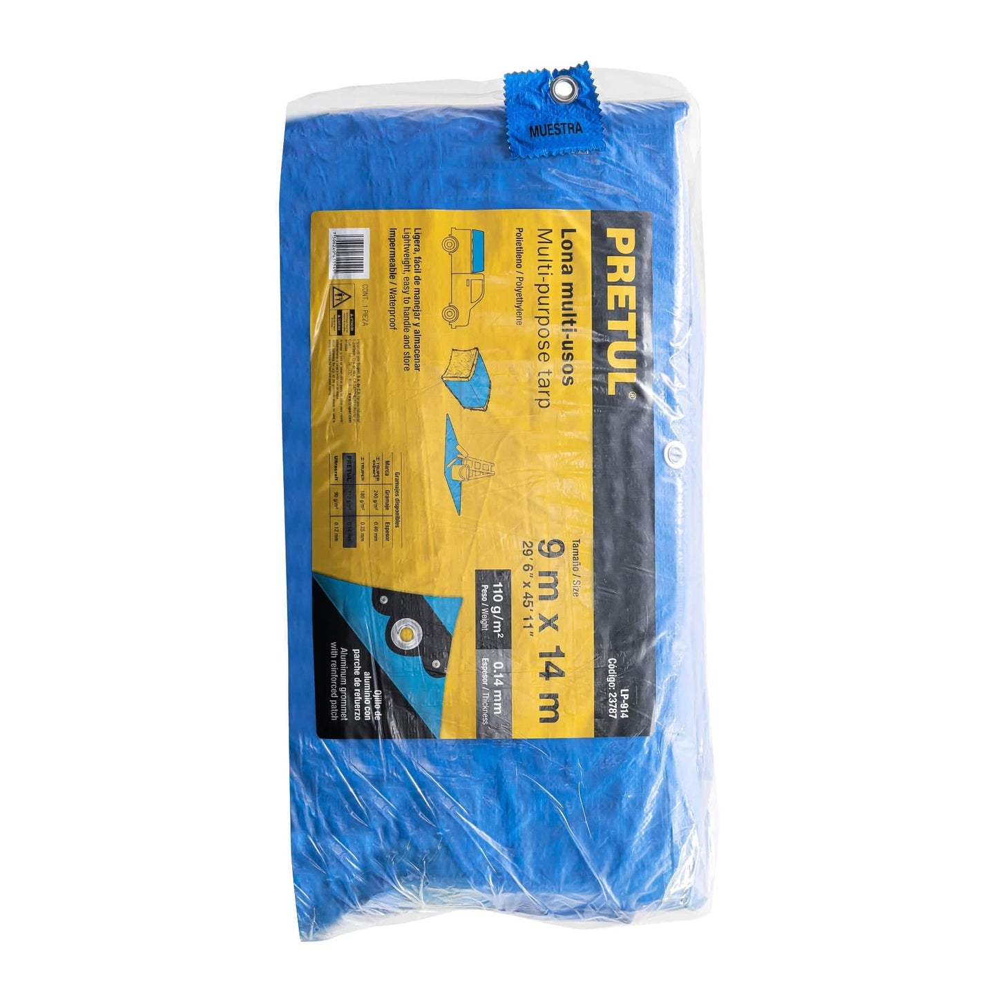 Lona de polietileno 9 x 14 m, azul, 110 g/m2, PRETUL | LP-914 | 23787