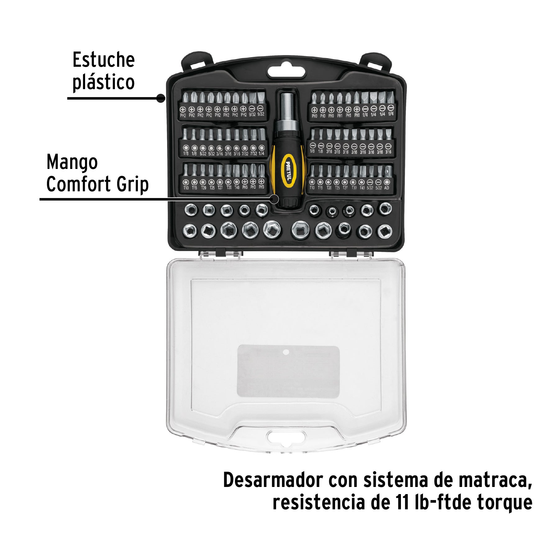 Juego de 81 herramientas 1/4' para mecánico, Pretul | JUDA-81P | 23972