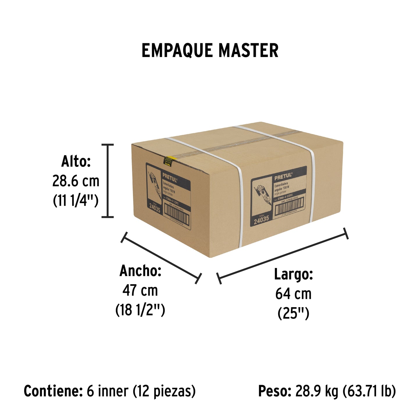 Esmeriladora angular 4-1/2', 700W, PRETUL | ESMA-4-1/2P2 | 24035
