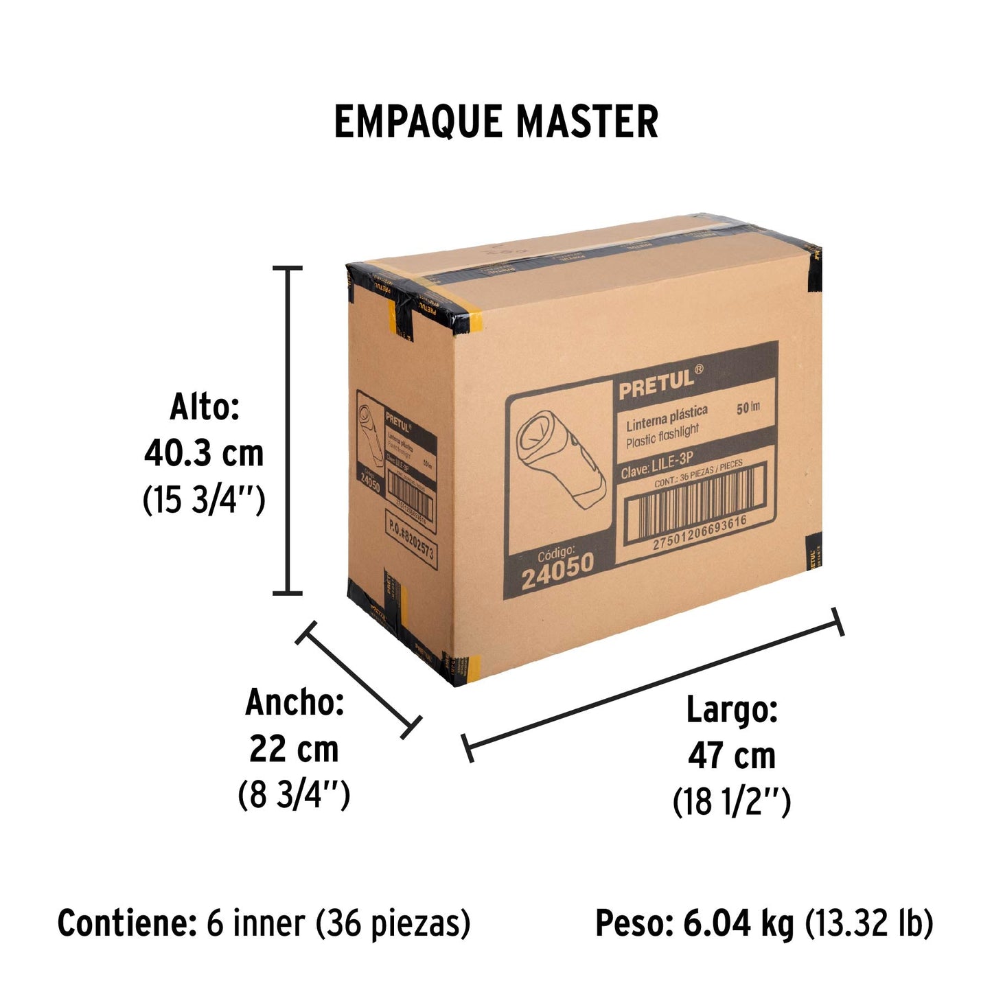 Linterna plástica de LED, 50 lm, recargable, PRETUL | LILE-3P | 24050