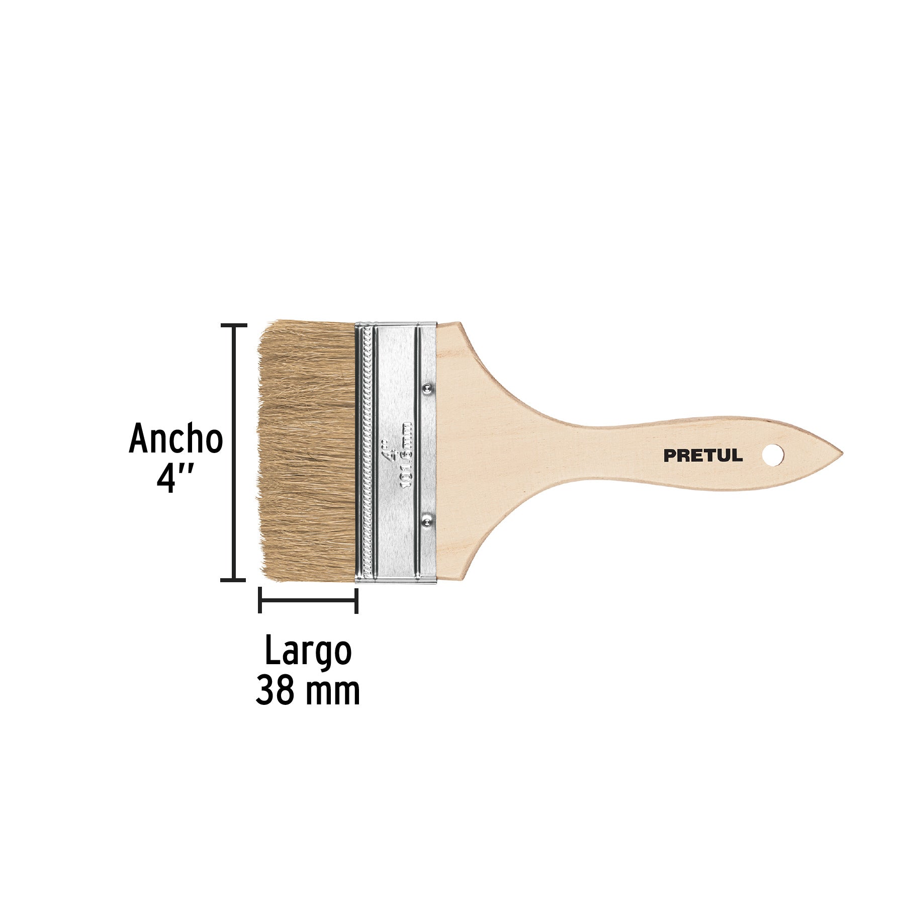 Brocha uso general de 4' con mango de madera, Pretul | BRE-4 | 24476