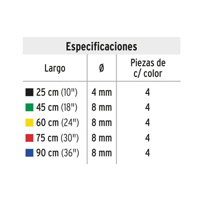 Juego de 20 tensores elásticos, Pretul | TENS-20 | 25090