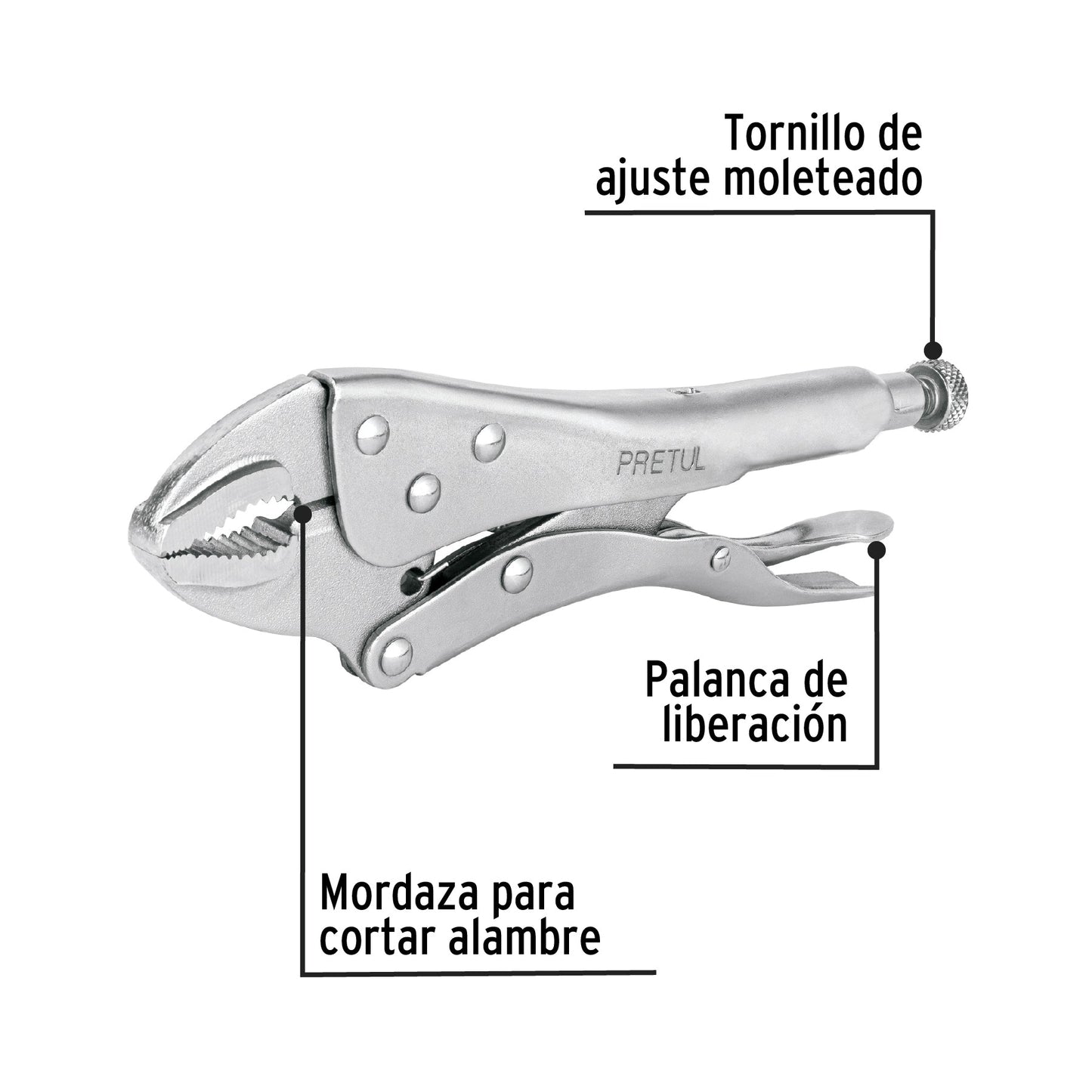 Pinza de presión 10' mordaza curva, a granel, Pretul | PP-10CG | 25986