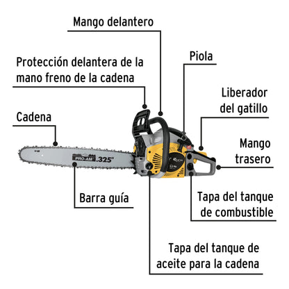 Motosierra 45 cc a gasolina con barra de 20', Pretul | MOT-4520P | 26015