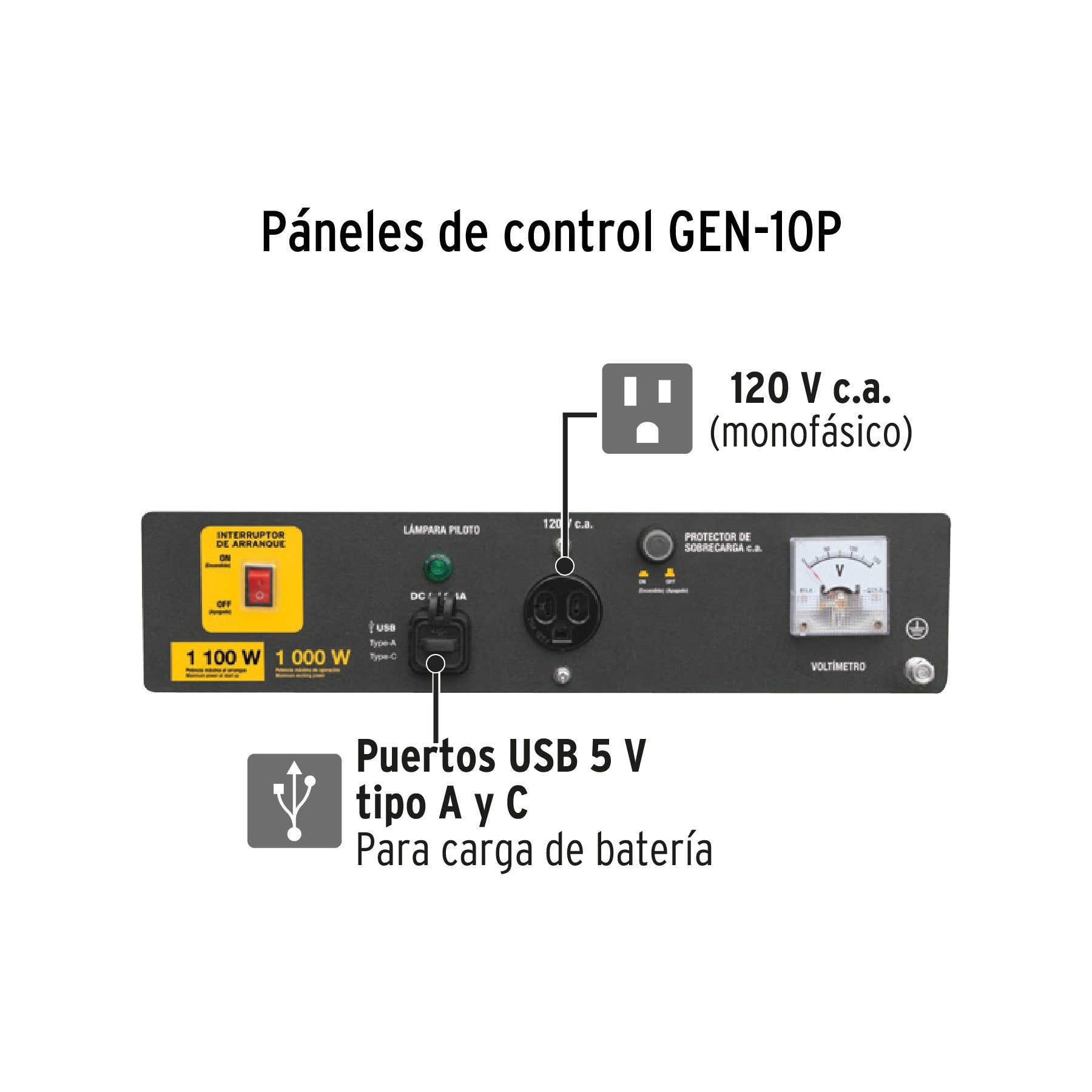 Generador portátil 1 kW motor a gasolina, PRETUL | GEN-10P | 26033
