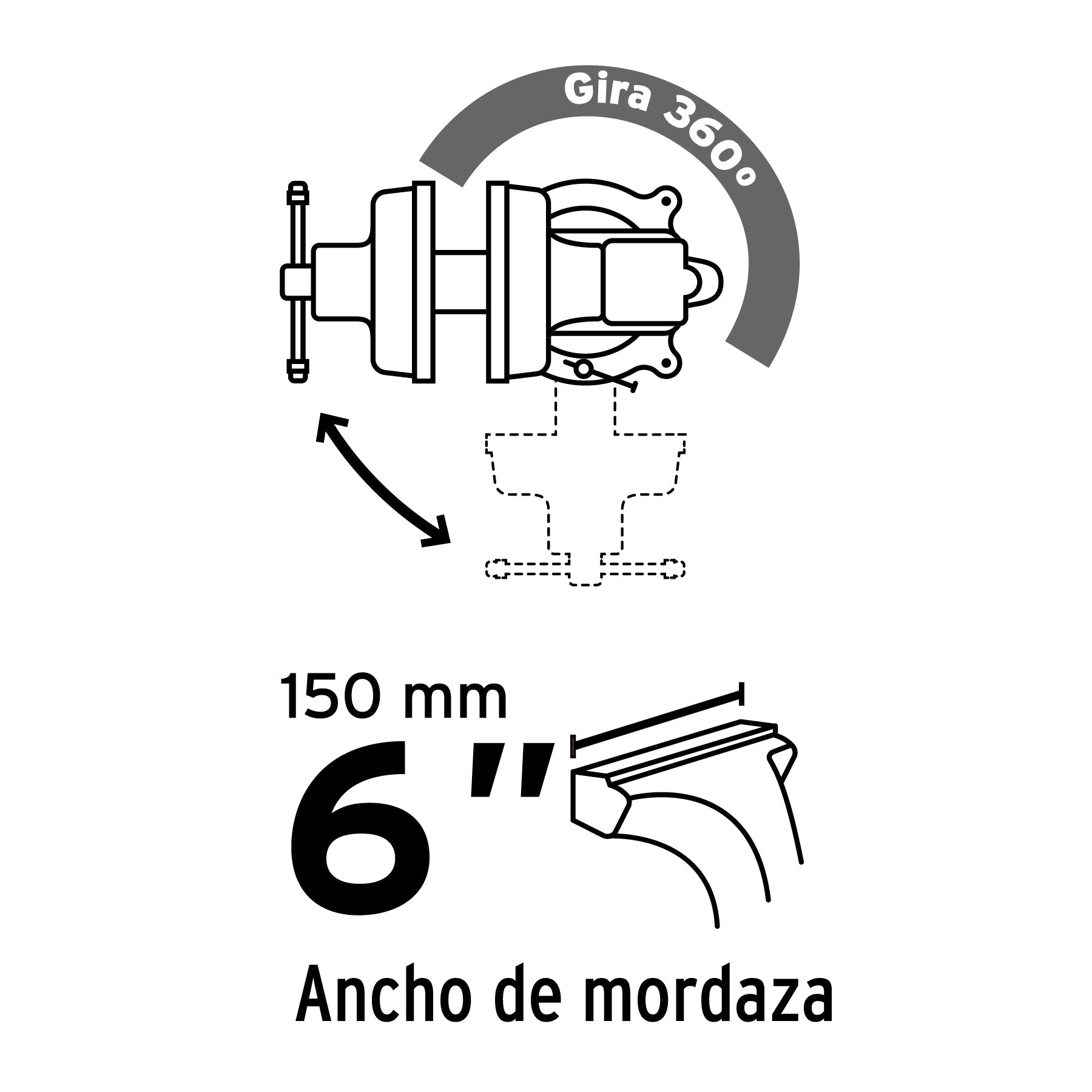 Tornillo de banco 6' de hierro gris, Pretul | TB-6P | 26043