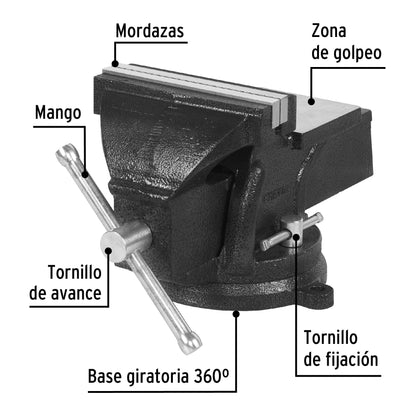 Tornillo de banco 6' de hierro gris, Pretul | TB-6P | 26043