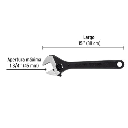 Llave ajustable (perico) 15' pavonada, Pretul | PET-15PP | 26053