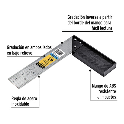 Escuadra 6' para carpintero, Pretul | EC-6P | 26086