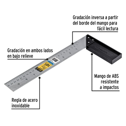 Escuadra 10' para carpintero, Pretul | EC-10P | 26088