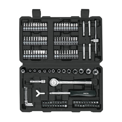 Juego de 130 herramientas 1/4' para mecánico, Pretul | SET-130 | 26091