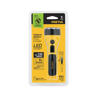 Linterna plástica de LED, 120 lm, recargable, PRETUL | LIRE-120P | 26101