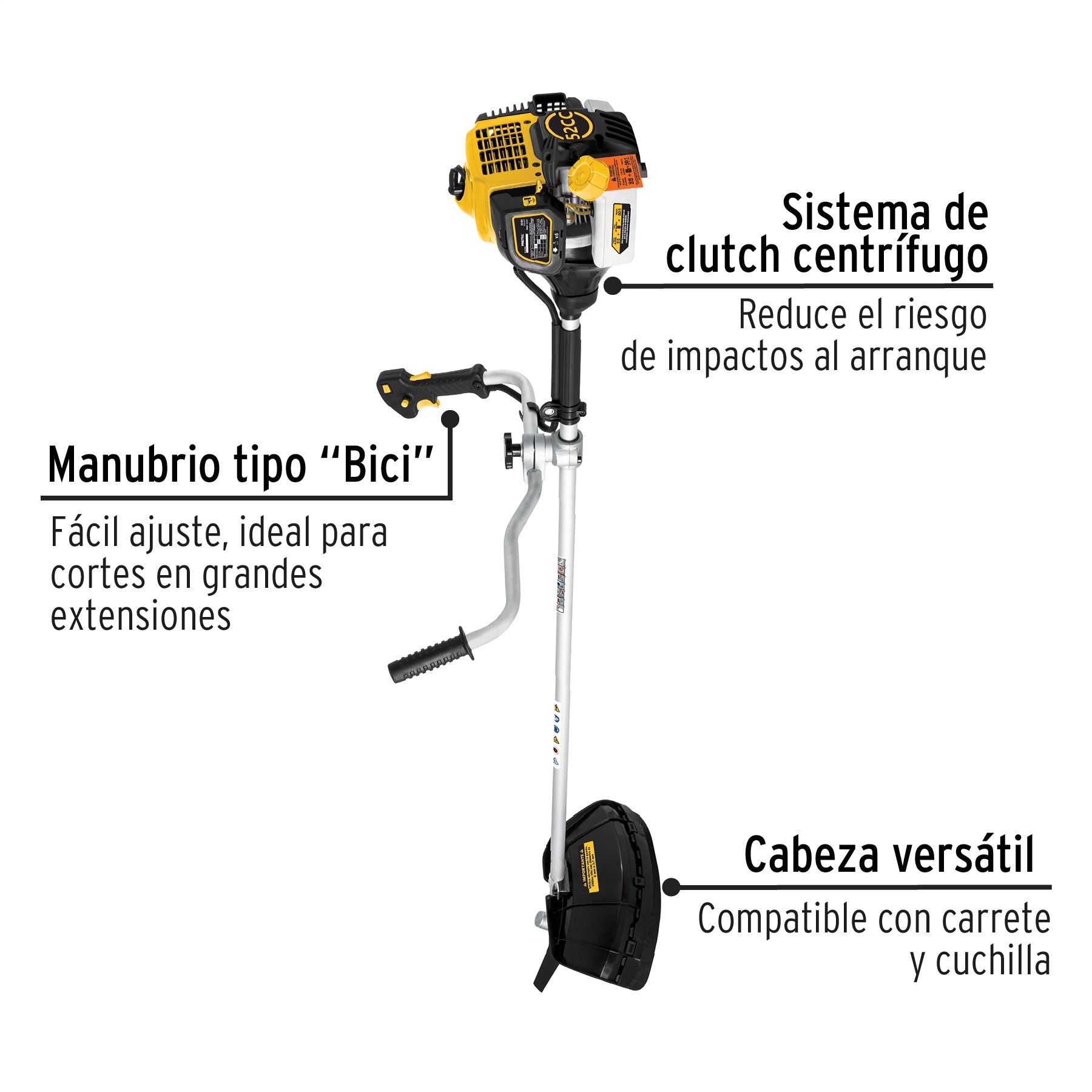 Desmalezadora a gasolina 52 cc mango tipo 'bici' , Pretul | DES-52P | 26104