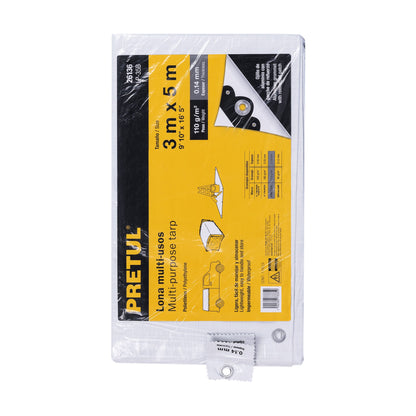 Lona de polietileno 3 x 5 m, blanca, 110 g/m2, PRETUL | LP-35B | 26136