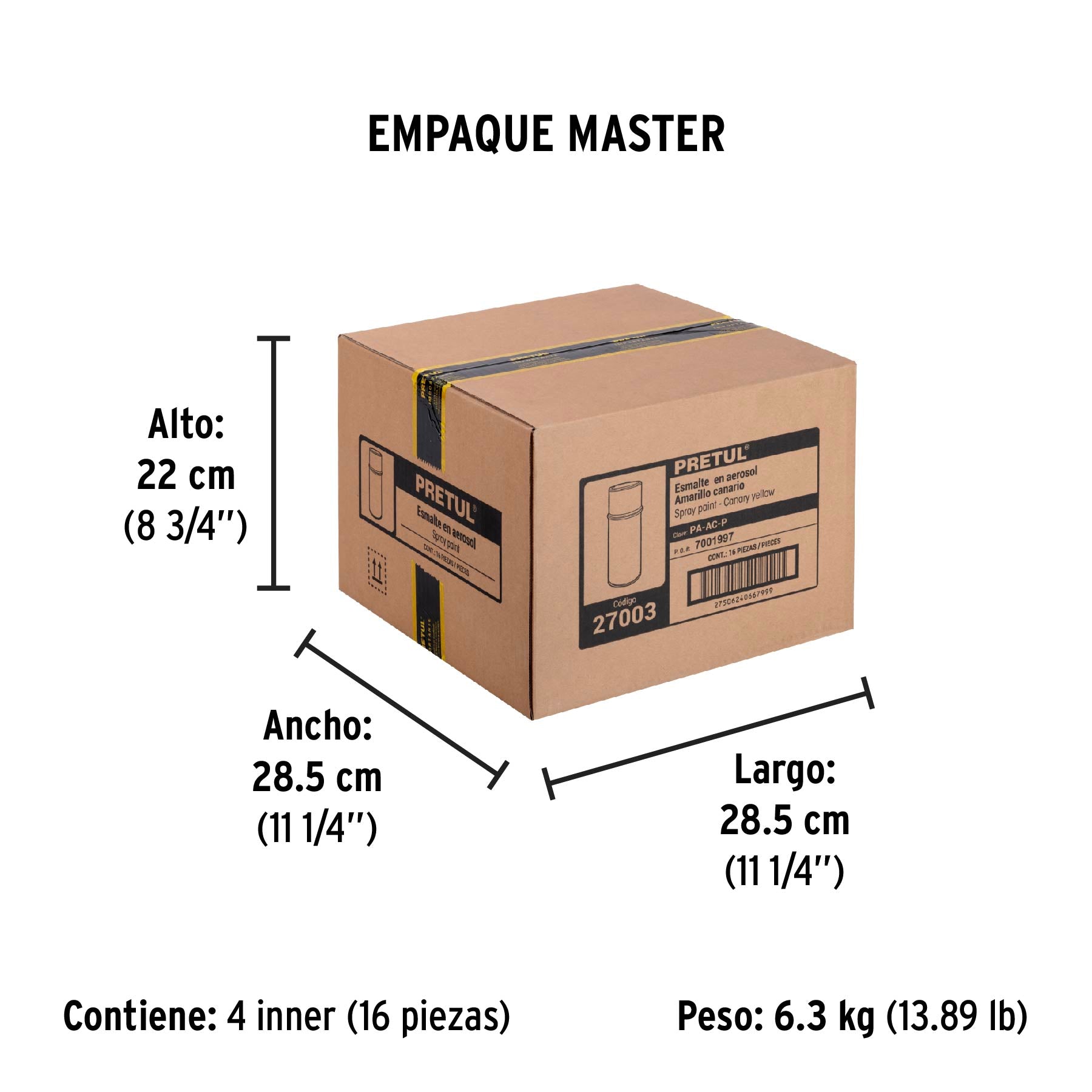 Pintura en aerosol, amarillo canario, 400ml, Pretul | PA-AC-P | 27003