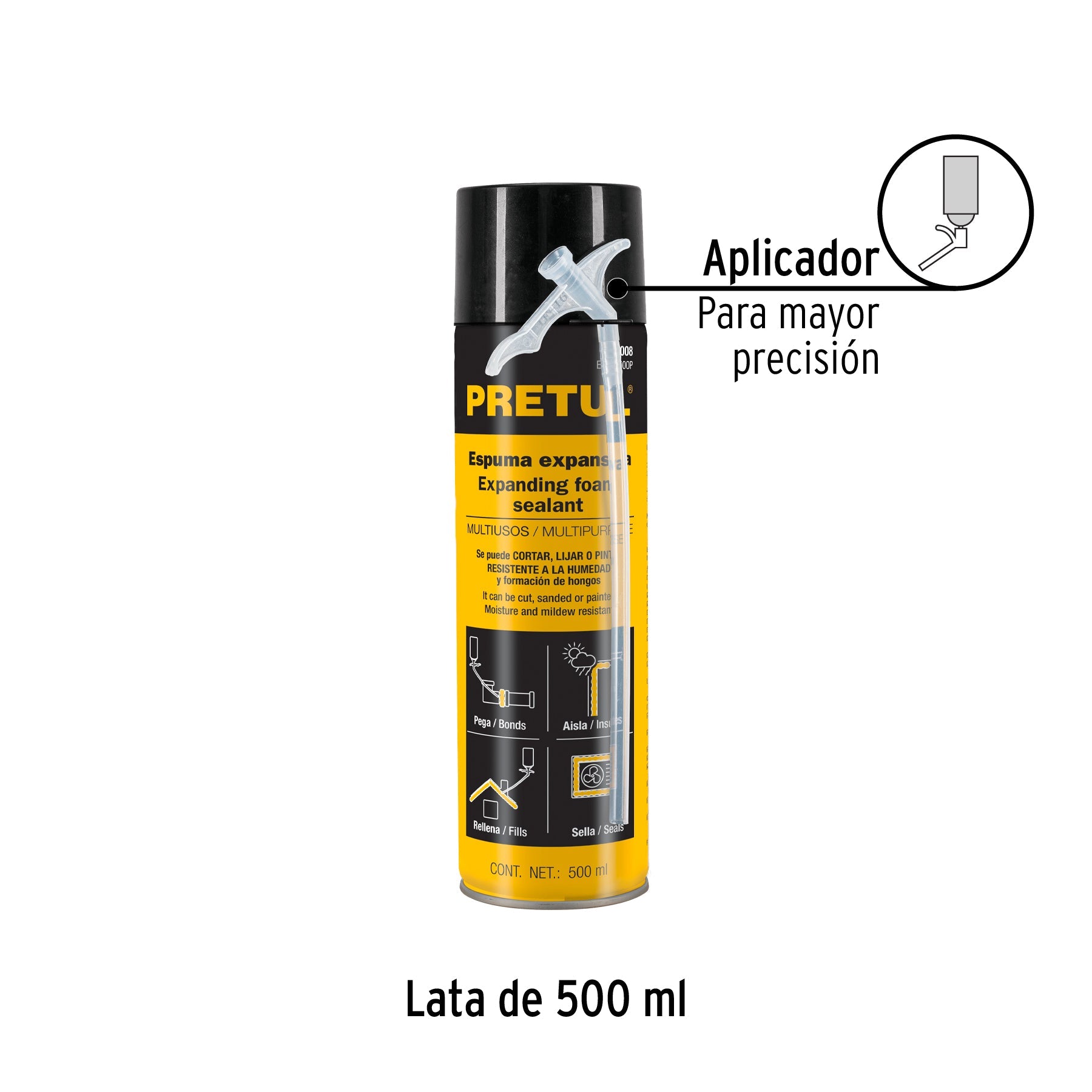 Espuma expansiva de poliuretano, 500 ml, PRETUL | ESEX-500P | 27008