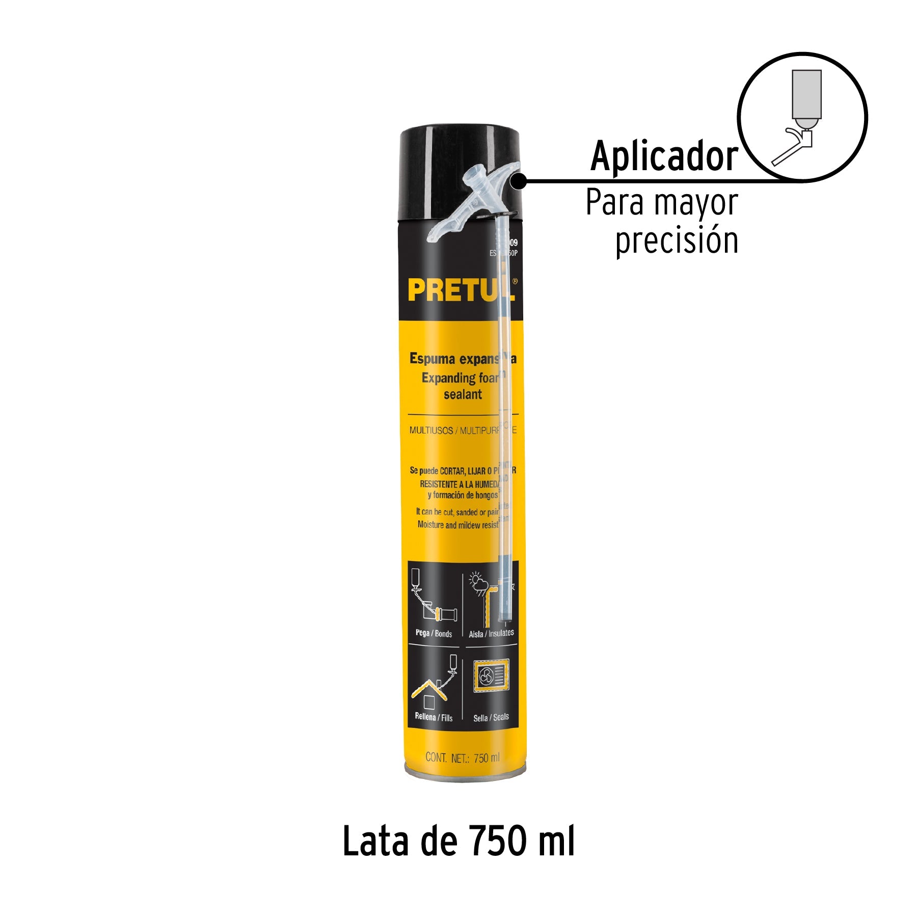 Espuma expansiva de poliuretano, 750 ml, PRETUL | ESEX-750P | 27009
