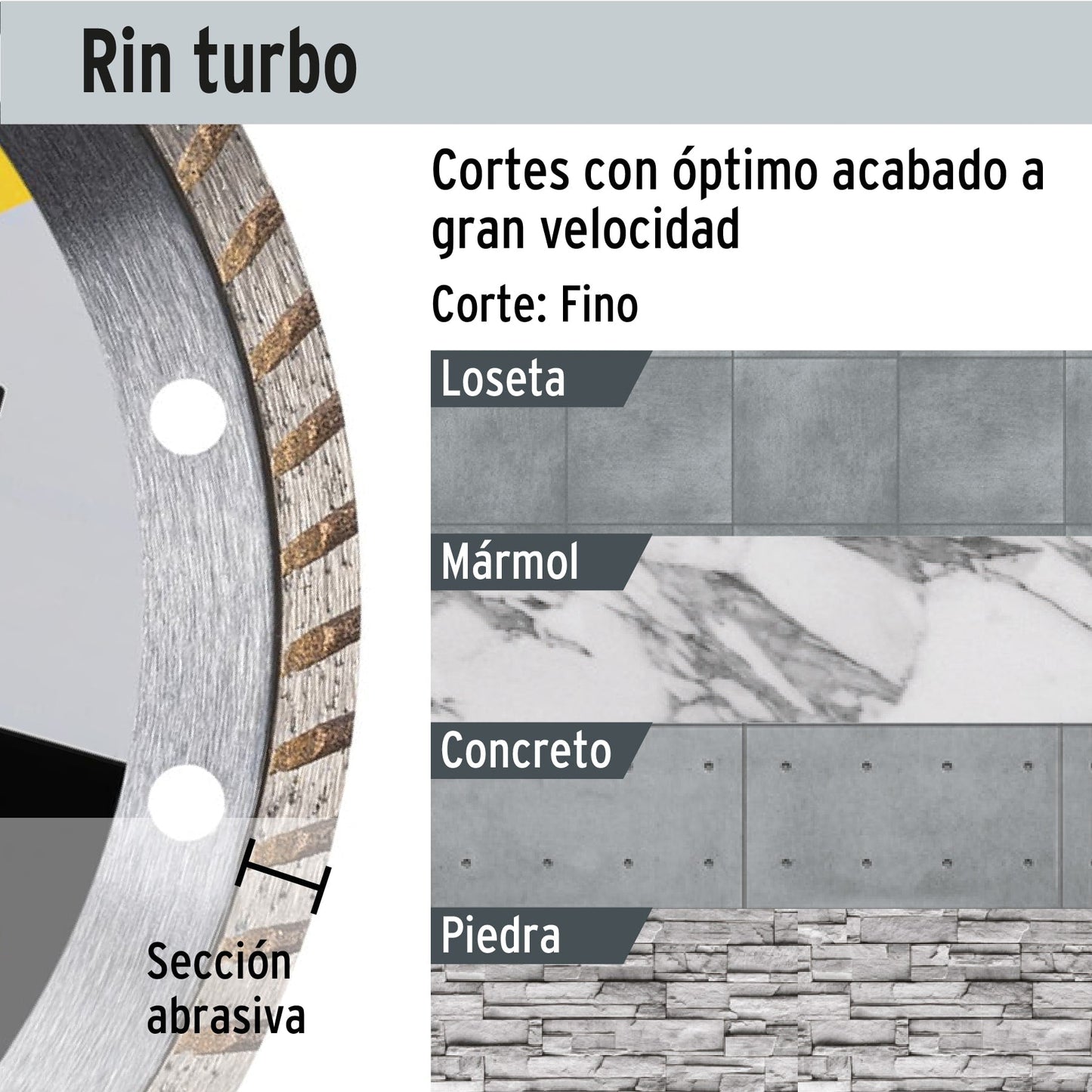 Disco de diamante de 4-1/2' x 1.2 mm, rin turbo, PRETUL | DID-245P | 27017