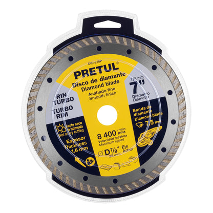 Disco de diamante de 7' x 1.6 mm, rin turbo, PRETUL | DID-270P | 27018