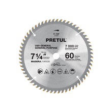 Disco sierra 7-1/4' p/madera, 60 dientes centro 5/8', Pretul | ST-760P | 27059