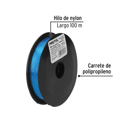 Carrete con 100 m de hilo para pesca azul calibre 0.30 mm | HIPE-30 | 27060