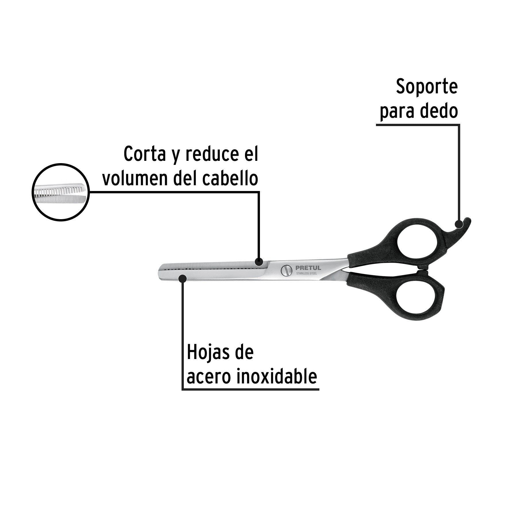 Tijera 6-1/2' acero inox, degrafilado, para estilista,PRETUL | TP-8520-6-1/2 | 27087