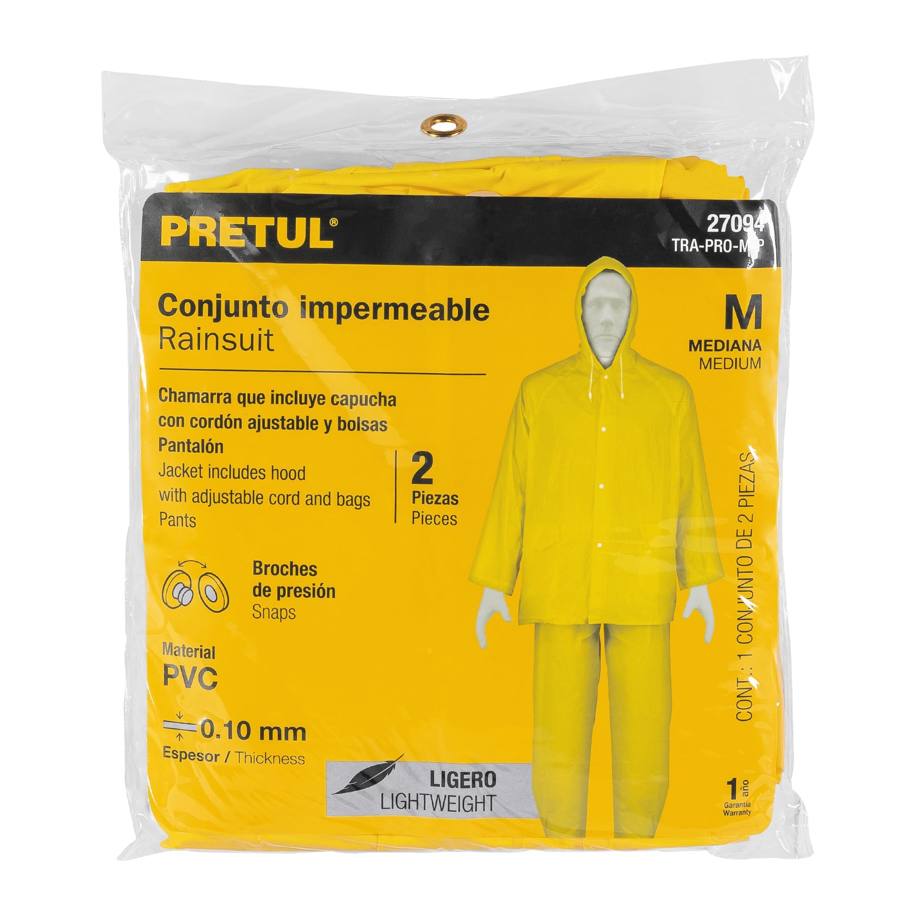Conjunto impermeable ligero de PVC, talla M, Pretul | TRA-PRO-M-P | 27094