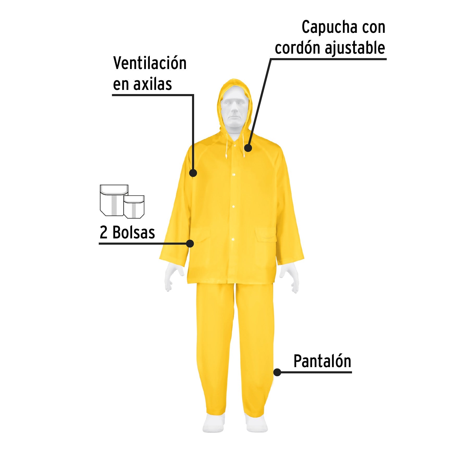 Conjunto impermeable ligero de PVC, talla XG, Pretul | TRA-PRO-XL-P | 27096
