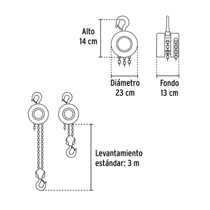 Polipasto de cadena de 1 ton, Pretul | POL-1P | 27127