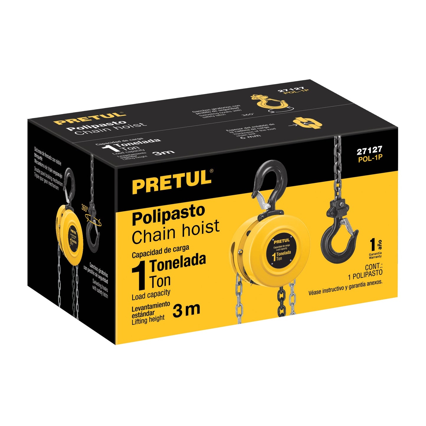 Polipasto de cadena de 1 ton, Pretul | POL-1P | 27127