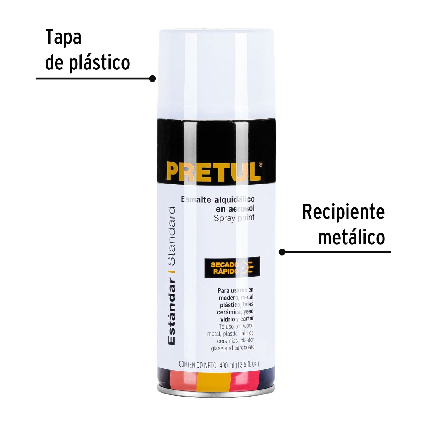 Pintura en aerosol, blanco brillante, 400ml, Pretul | PA-BB-P | 27171