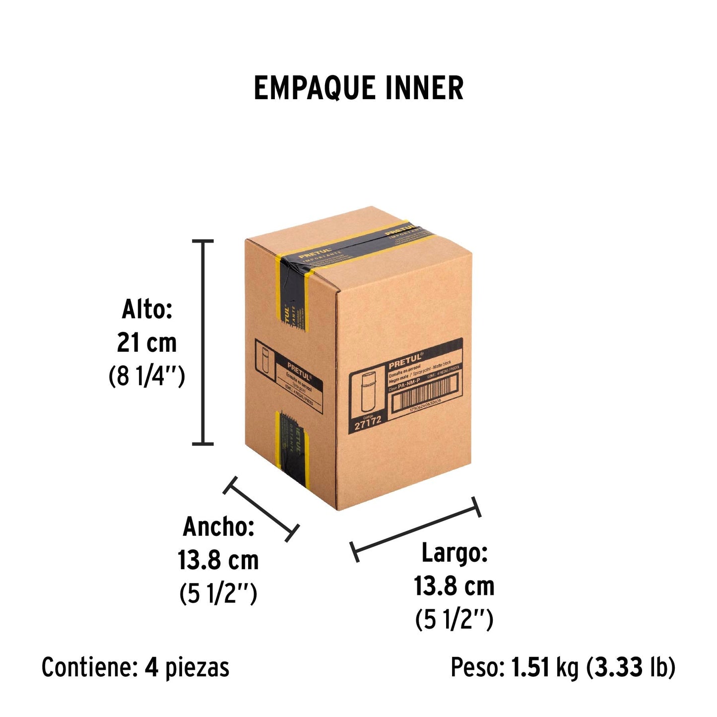 Pintura en aerosol, negro mate, 400 ml, Pretul | PA-NM-P | 27172
