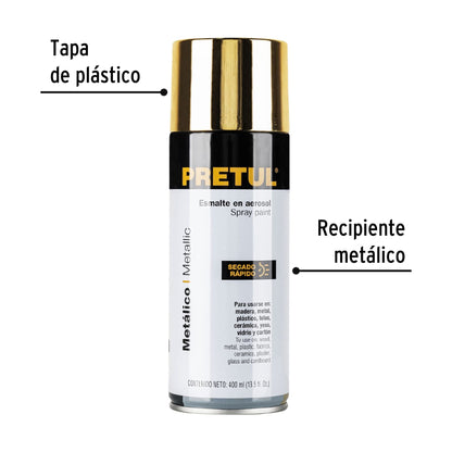 Pintura en aerosol, metálica, oro, 400ml, Pretul | PAM-OR-P | 27180
