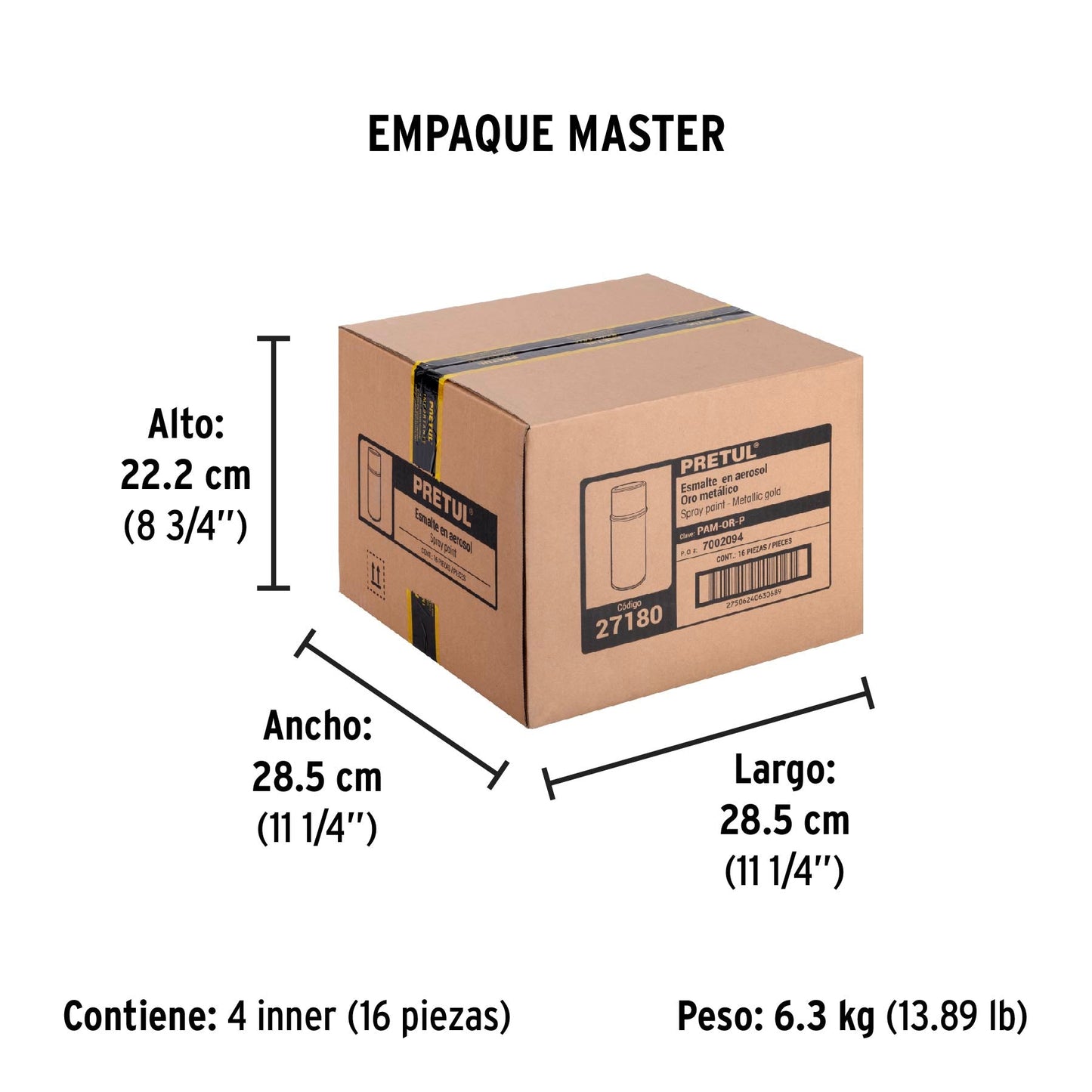 Pintura en aerosol, metálica, oro, 400ml, Pretul | PAM-OR-P | 27180