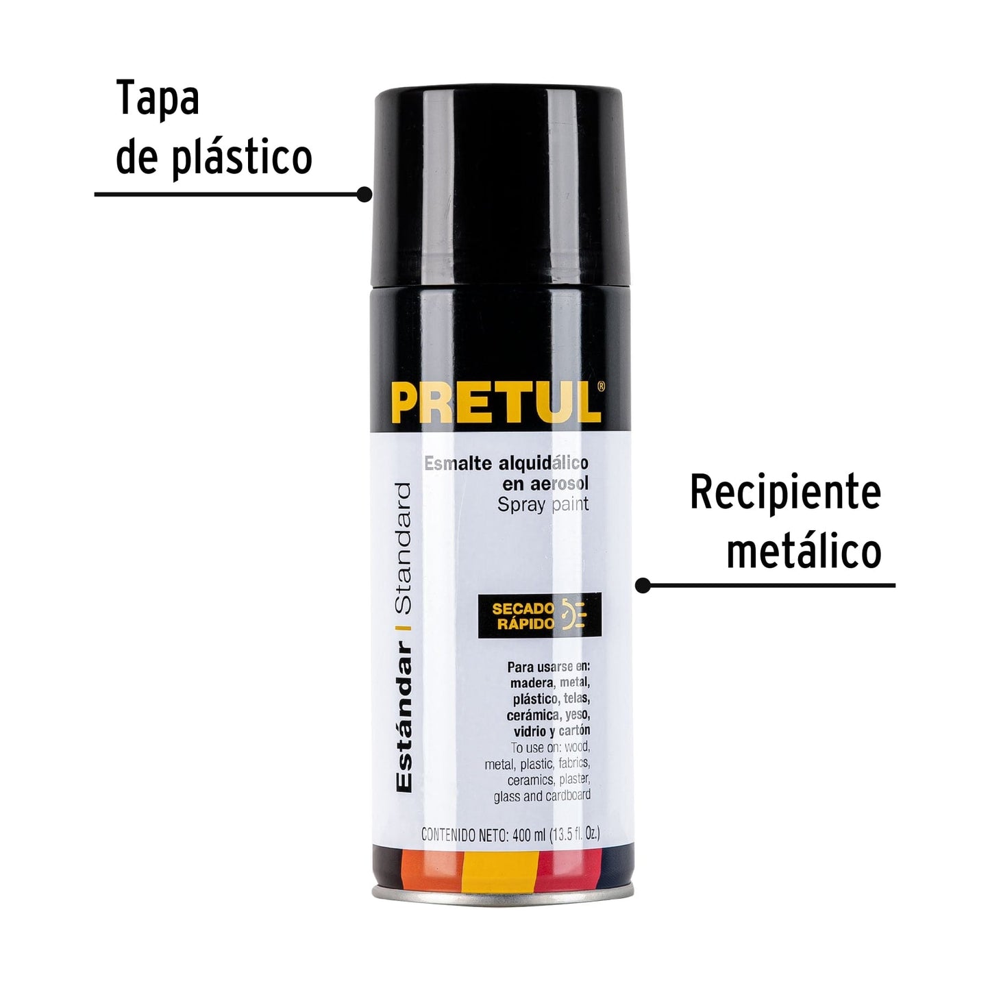 Pintura en aerosol, negro satín, 400 ml, Pretul | PA-NS-P | 27183