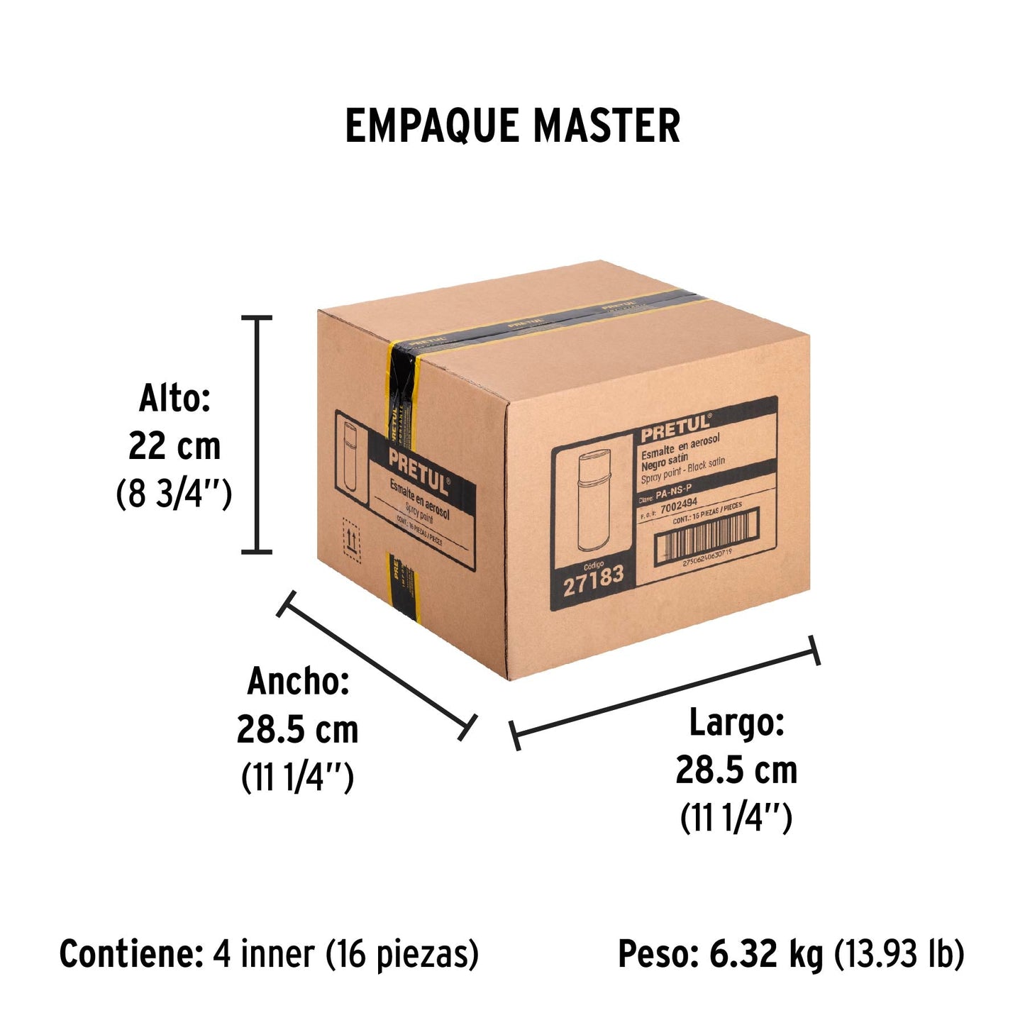 Pintura en aerosol, negro satín, 400 ml, Pretul | PA-NS-P | 27183