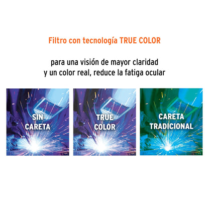 Careta electrónica p/soldar, fuego, sombra 9 a 13, PRETUL | CAREL-11FP | 27355