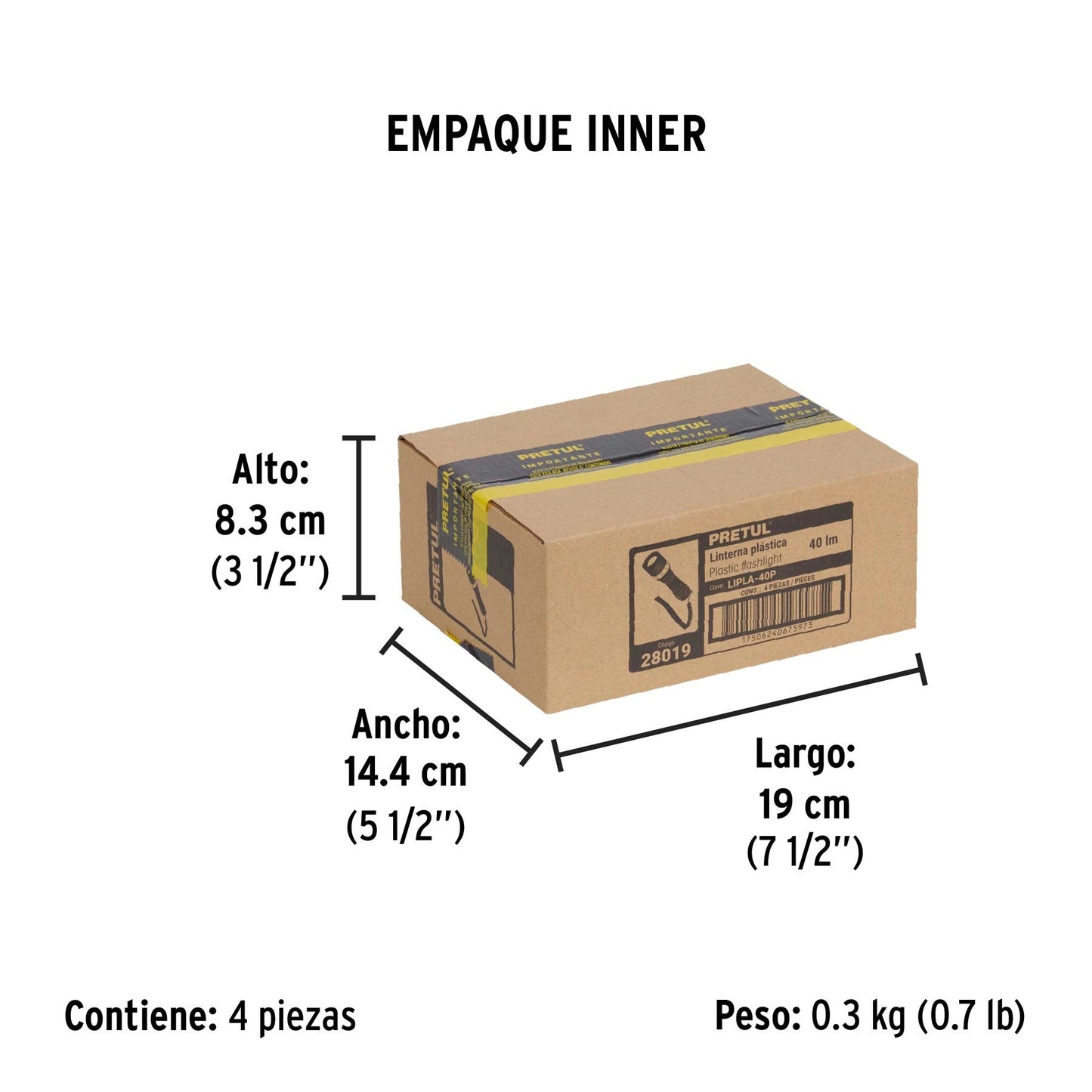 Linterna plástica 1 LED 40 lm de 1 pila AA, Pretul | LIPLA-40P | 28019
