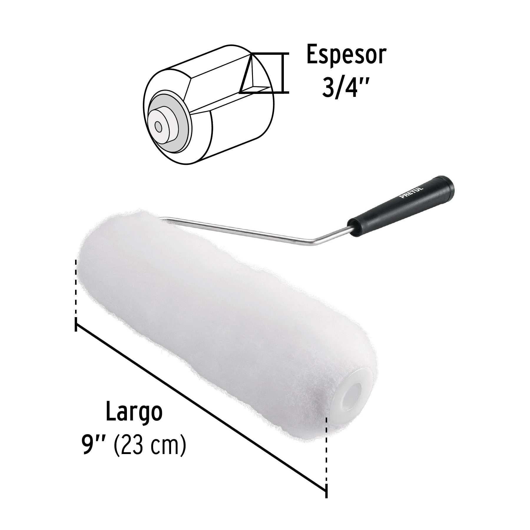 Rodillo para pintar, 9 x 3/4', superficies rugosas, Pretul | ROPI-920P | 28035