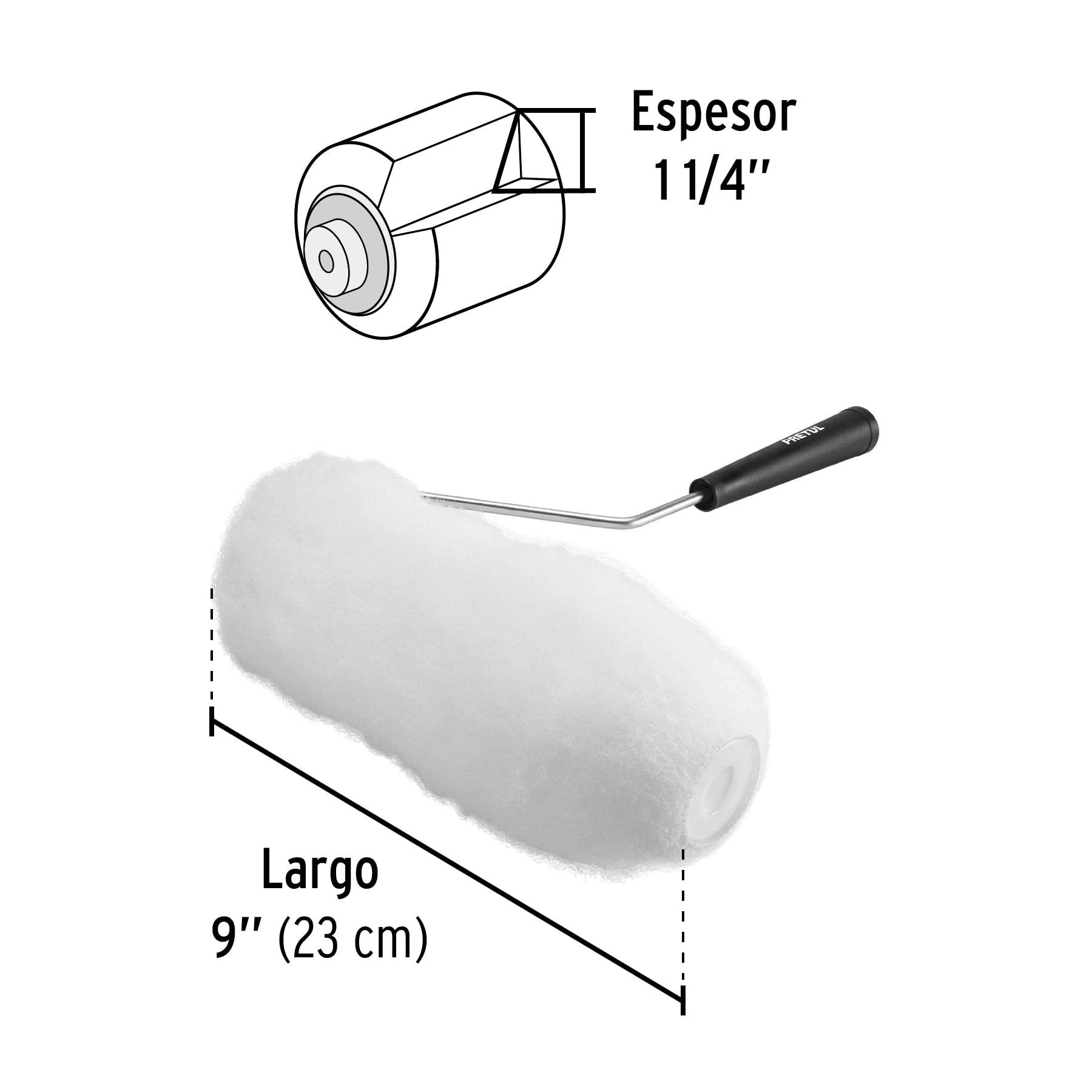 Rodillo p/pintar,9 x 1-1/4',superficies extrarrugosas,Pretul | ROPI-930P | 28037