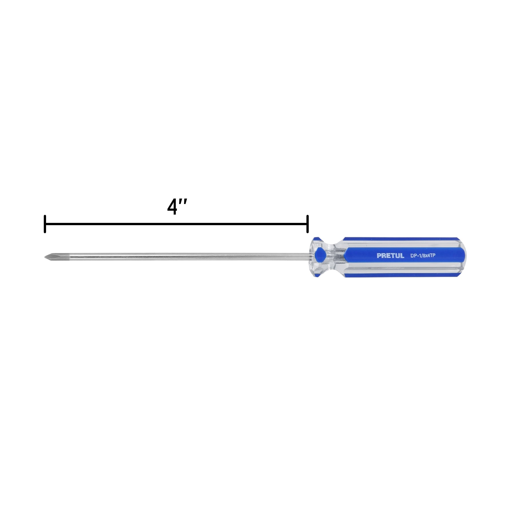 Desarmador de cruz 1/8' x 4' mango de PVC, Pretul | DP-1/8X4TP | 28076