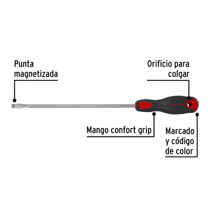 Desarmador plano 5/16' x 10' mango Comfort Grip, Pretul | DR-5/16X10BP | 28079