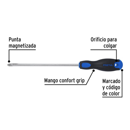 Desarmador de cruz 5/16' x 8' mango Comfort Grip, Pretul | DP-5/16X8BP | 28088